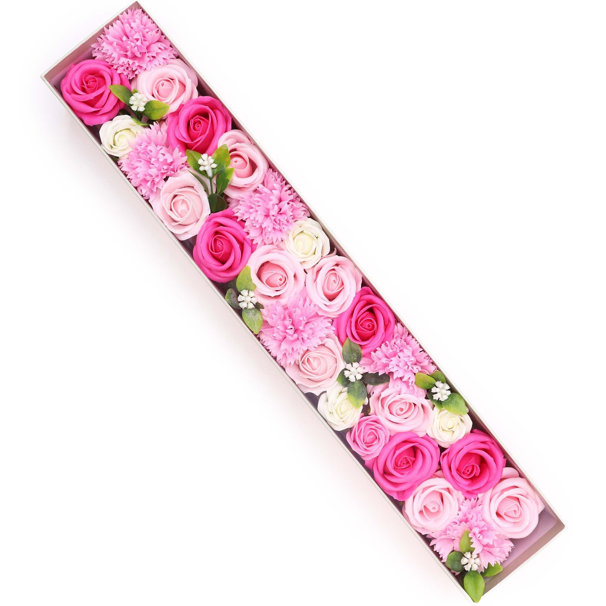 Extra Long Baby Blessings Soap Flower Box – Soft Pink & Ivory Artisan Bath Bouquet