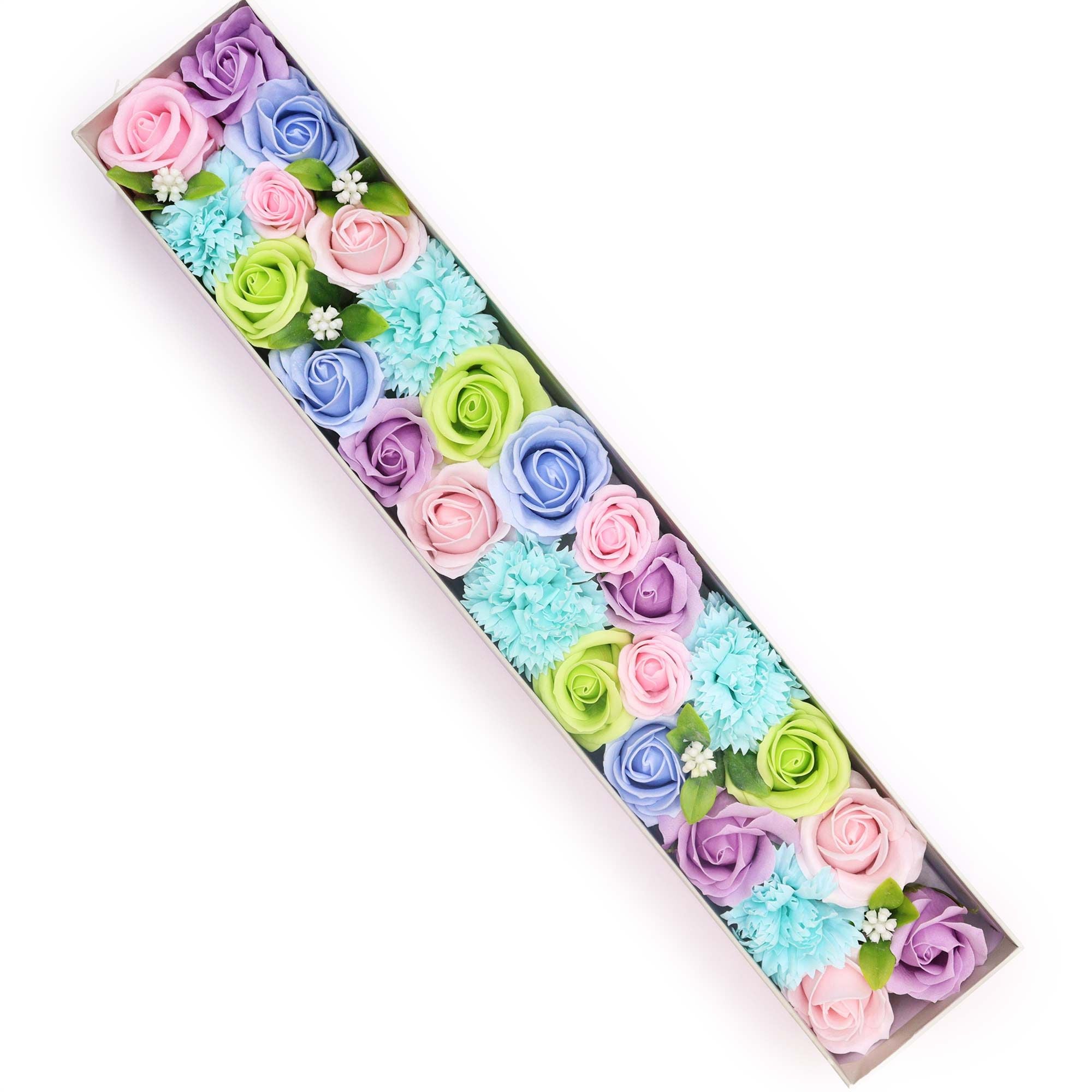 Extra Long Baby Blessings Soap Flower Box – Serene Blue & White Artisan Bath Bouquet