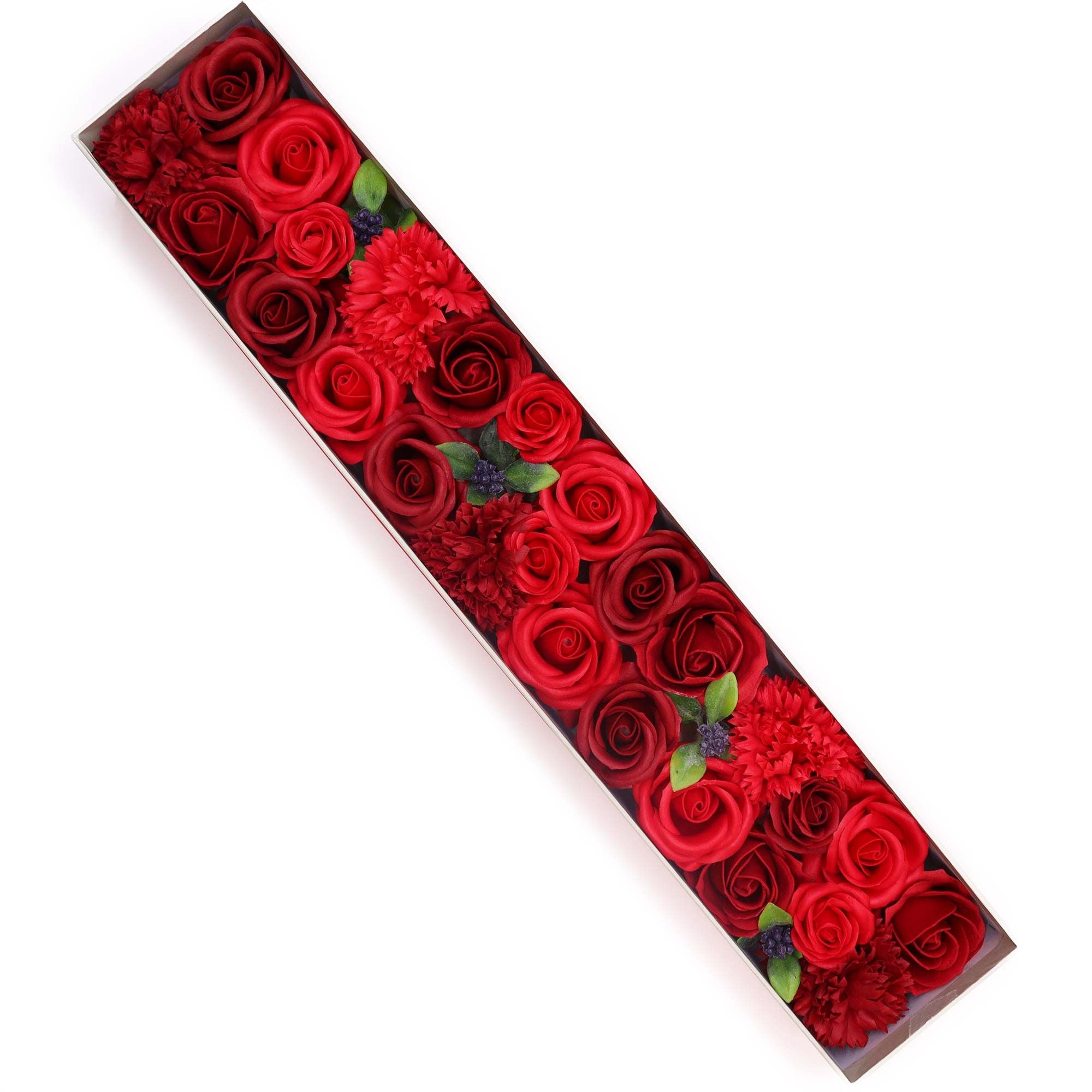 Extra Long Classic Red Rose Soap Flower Box – Grand 50cm Artisan Bath Bouquet